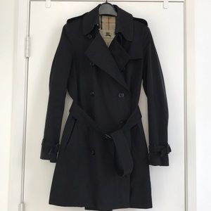 Burberry black trench coat with belt